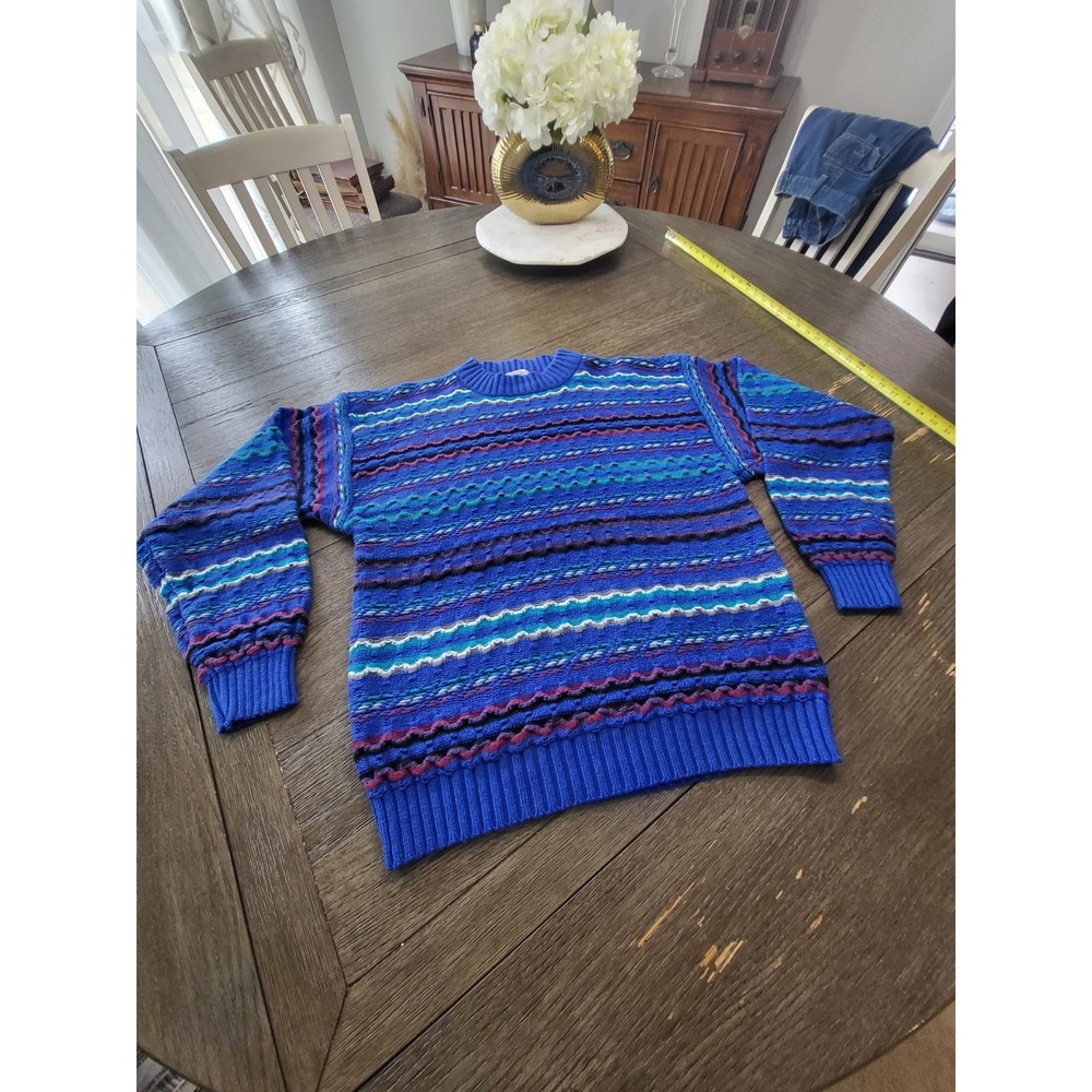 VTG Cattivo 3D Knit Sweater Men's Large Coogi Style Geometric Pattern USA Mint**